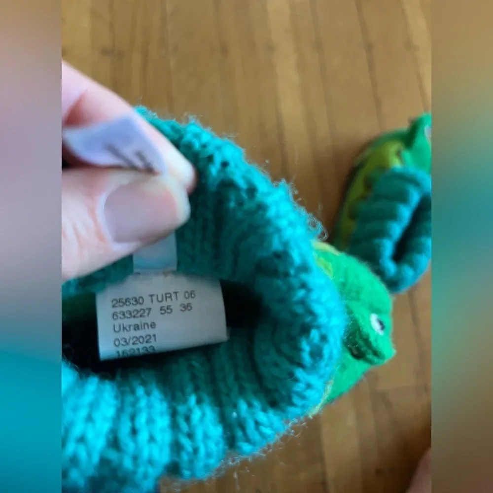 Garnett Hill boiled wool turtle animal slippers 6 36 6T green turquoise warm kid